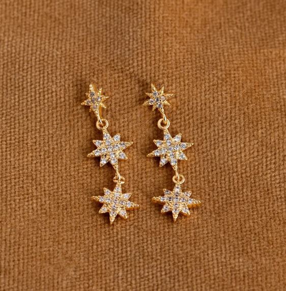 Aurora Dangling Crystal Star Stud Earrings