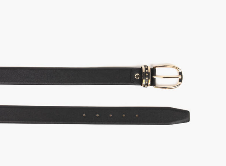 Skinnbelte med Gulldetaljer Black