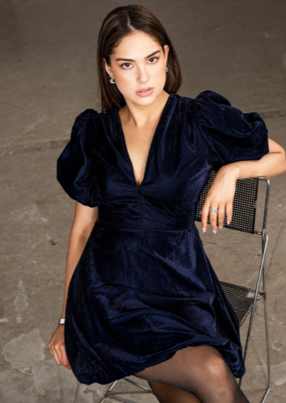 Blake Dress Velvet Blue Sapphire