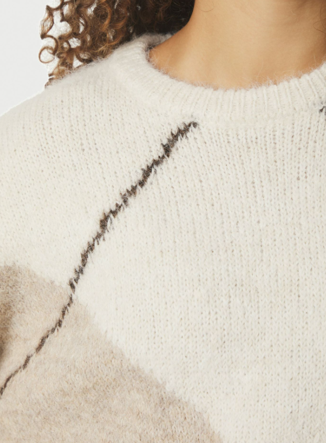 Inga Check Fluff Knit Blouse Creme