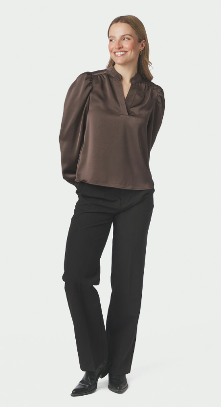 Rosslyn Heavy Sateen Blouse Dark Brown