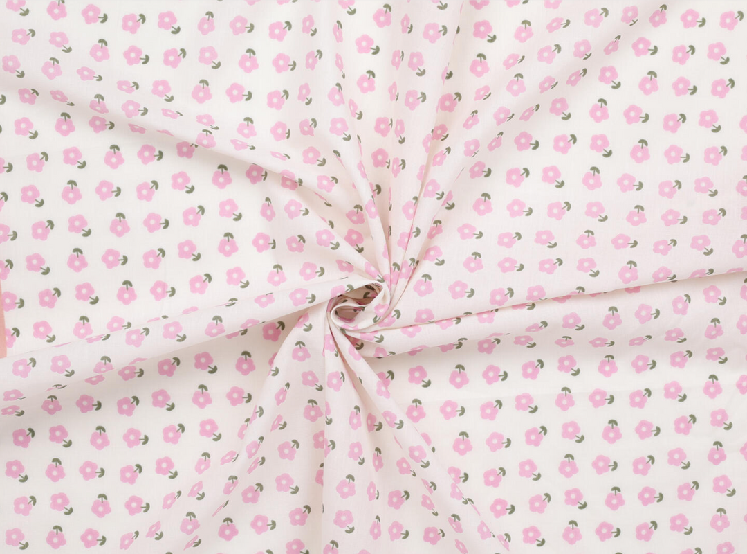 Skjerf med Daisy Print 65x65cm Lys Rosa