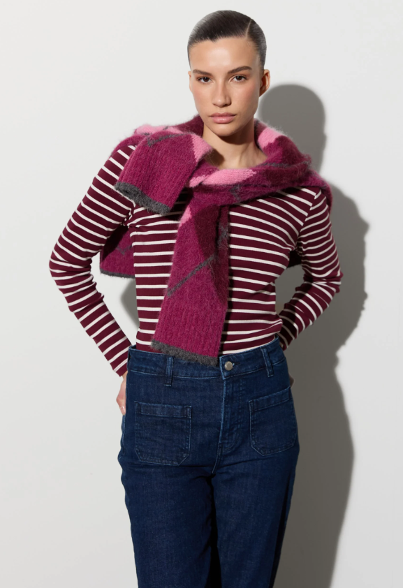 Sinda Stripet Topp Maroon Bann