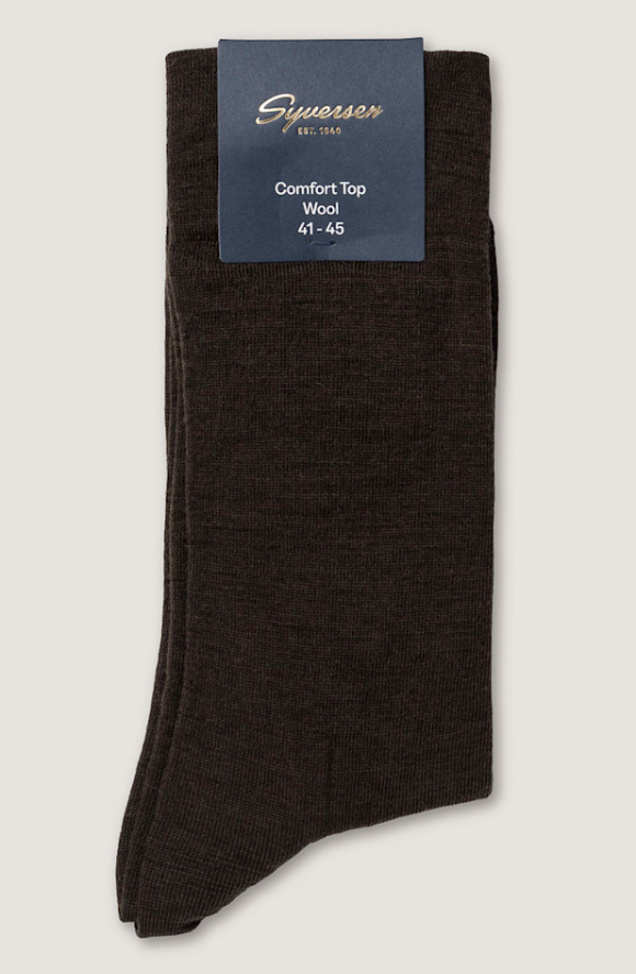 Wool Crew Comfort Top Sock Dark Brown