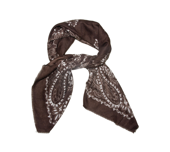 Dame Skjerf Paisley 110x110 Brun