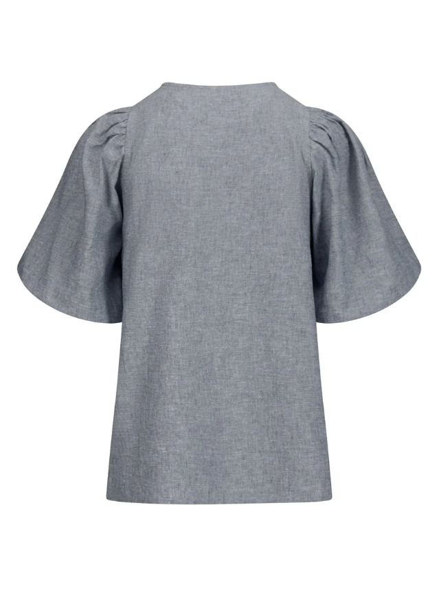 Anna Linen Top Denim Blue