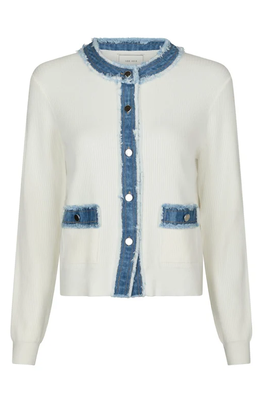 Zelma Knit Denim Cardigan Offwhite
