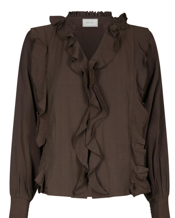 Larine Ruffle Blouse Dark Brown