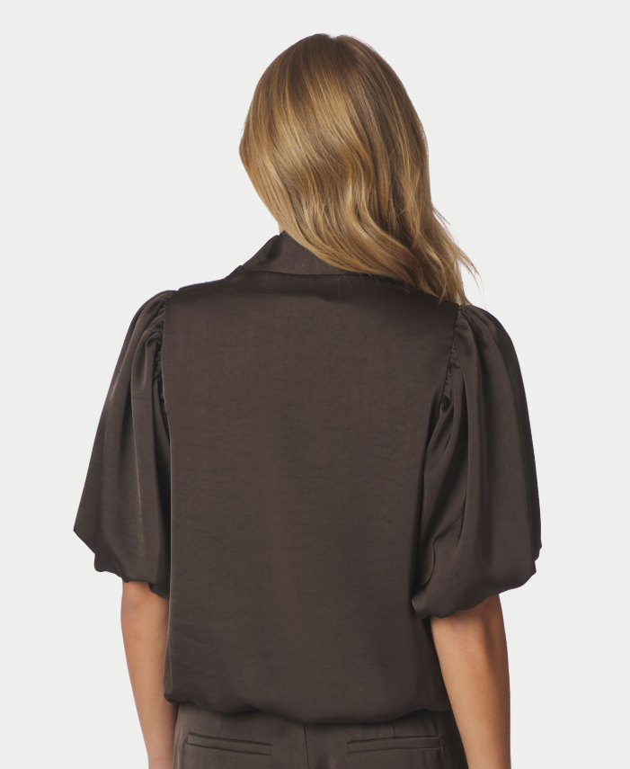 Parisa Heavy Sateen Blouse Dark Brown