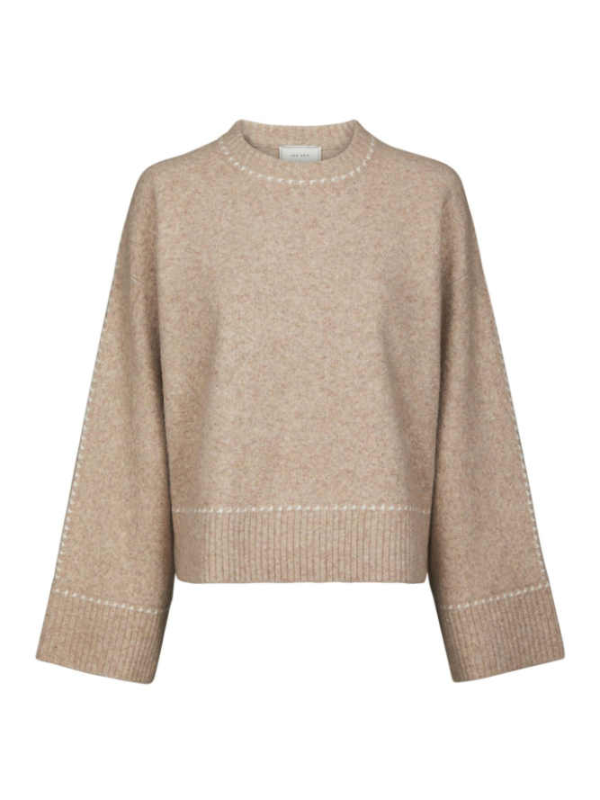 Roeme Knit Stitch Blouse Beige Melange