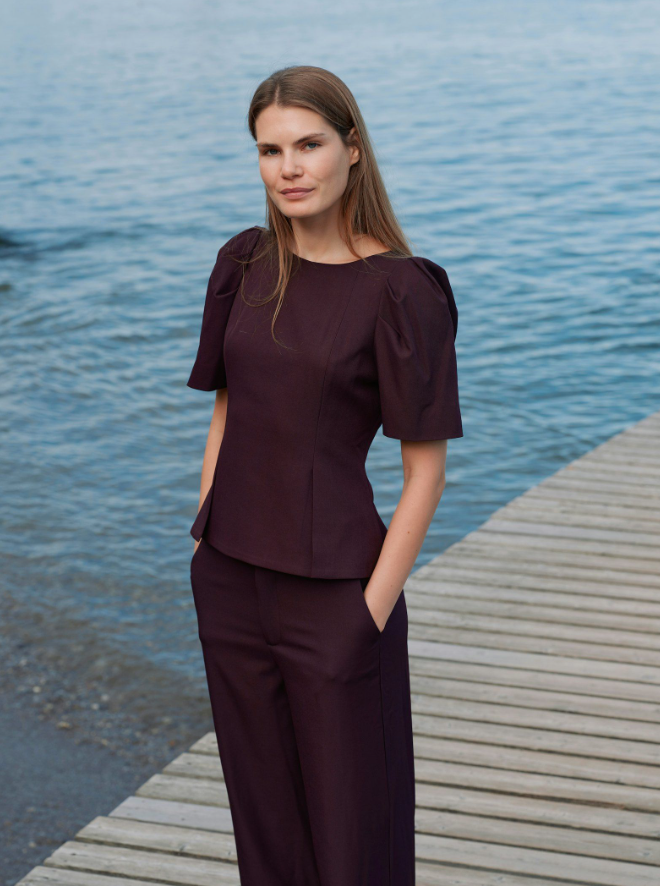 Mellisana Structure Blouse Chocolate Plum
