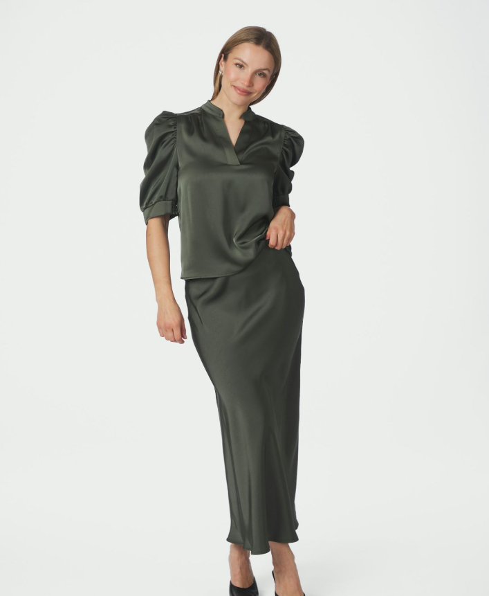 Vicky Heavy Sateen Skirt Deep Green