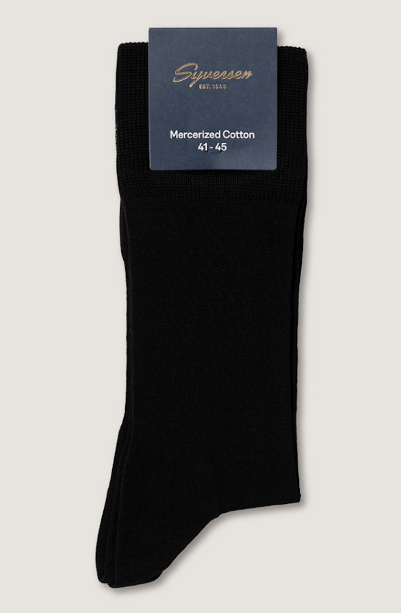 Mercerized Cotton Crew Sock black