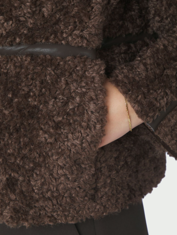 Castor Faux Fur Jacket Dark Brown