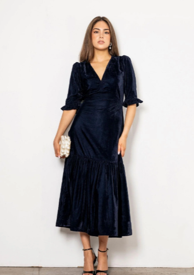 Ophelia Dress Velvet Blue Sapphire