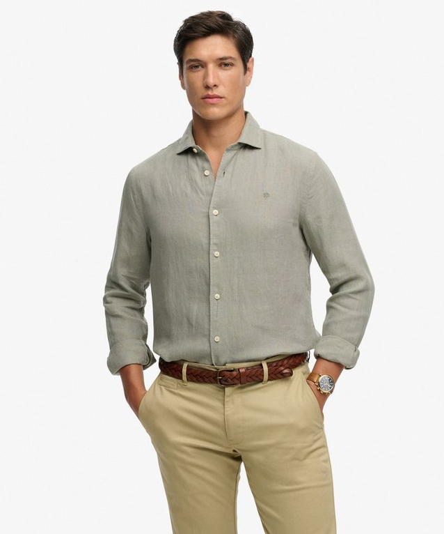 Riviera L/S Linen Shirt Bay Green