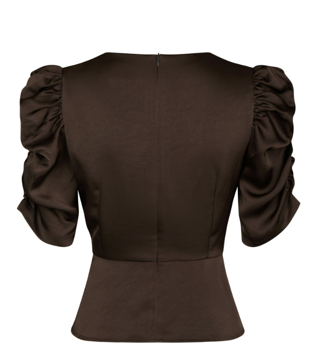 Benua Heavy Sateen Blouse Dark Brown