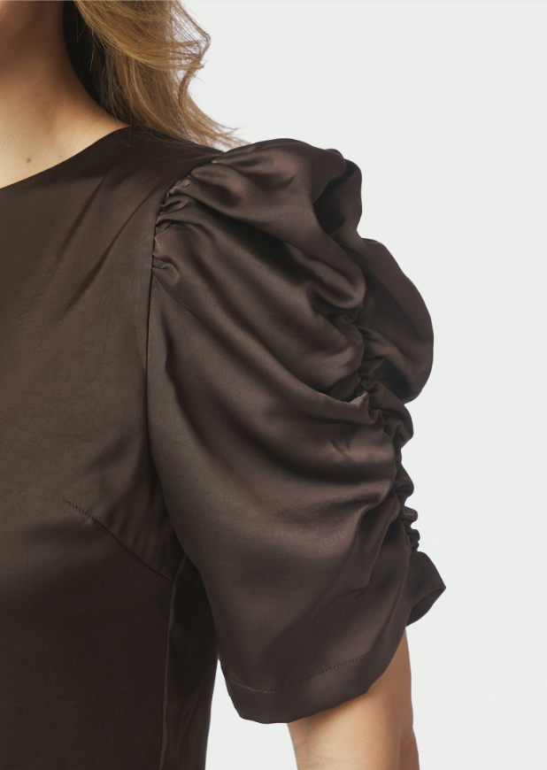 Benua Heavy Sateen Blouse Dark Brown