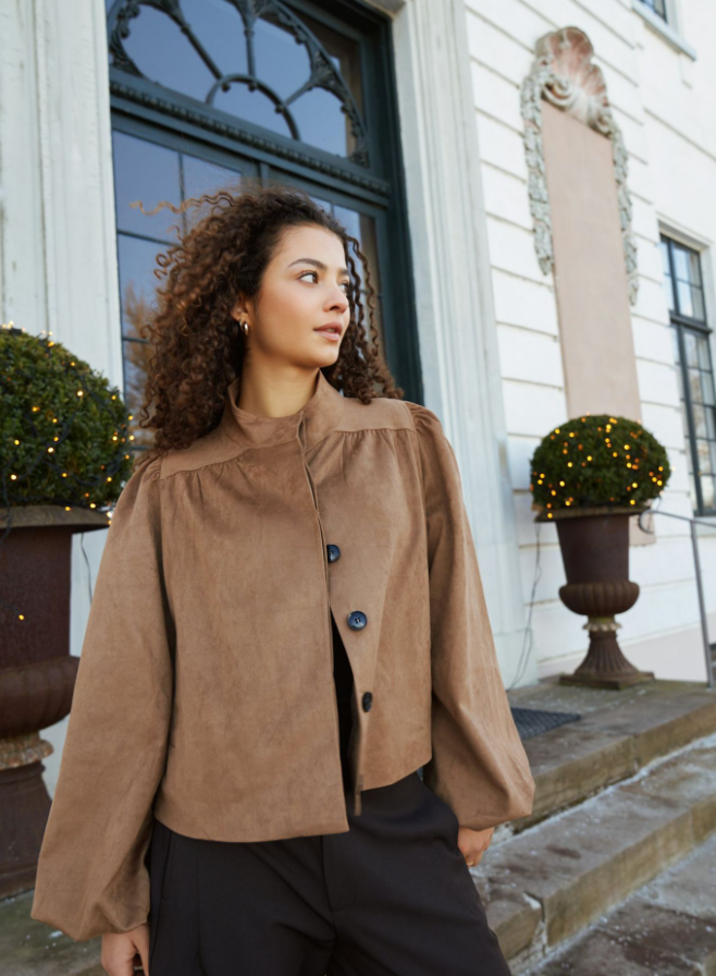 Tirsa Faux Suede Jacket Cognac