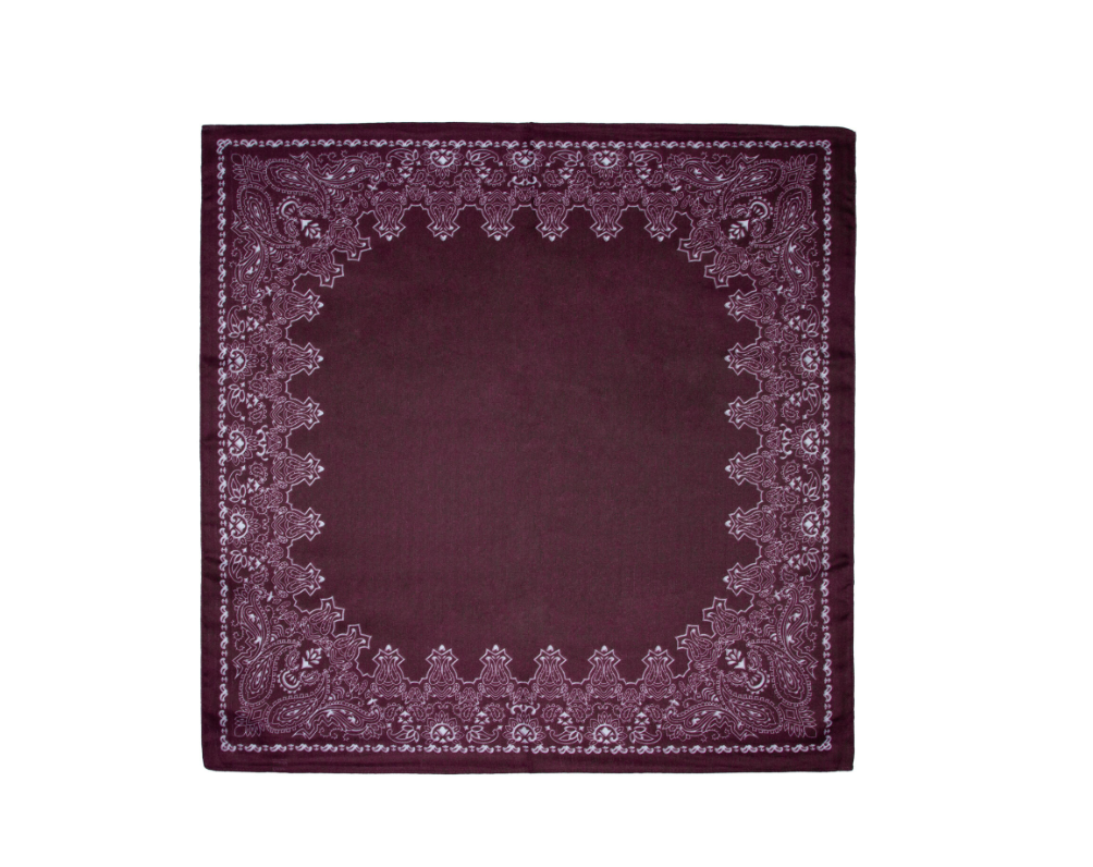 Skjerf m/kant 70x70 Bordeaux