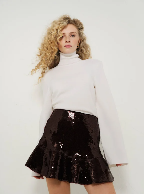 Emma Sequin Skirt Oxblood
