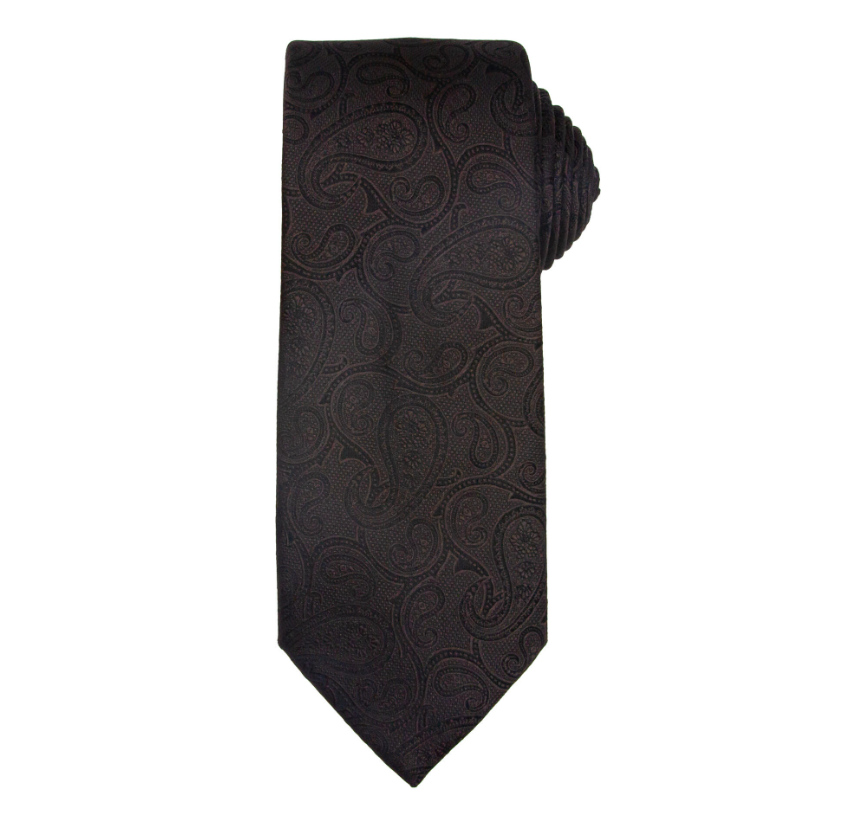 Silkeslips+lommetørkle Paisley Brun