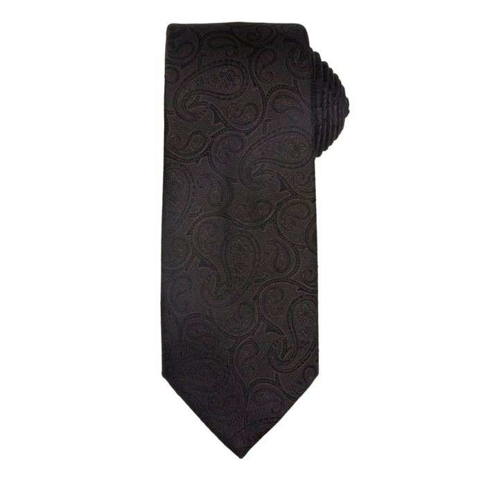 Silkeslips+lommetørkle Paisley Brun
