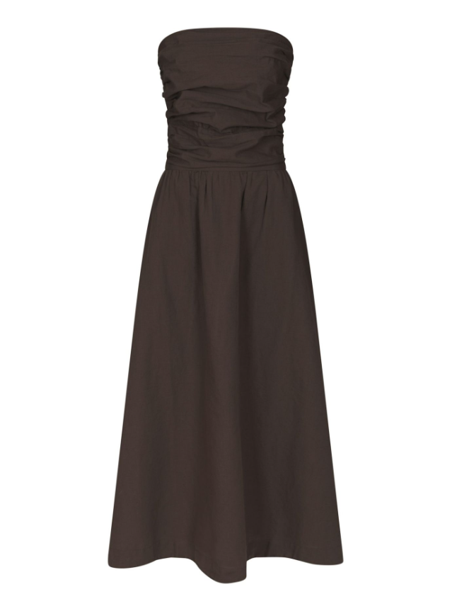 Kima Linen Dress Dark Brown