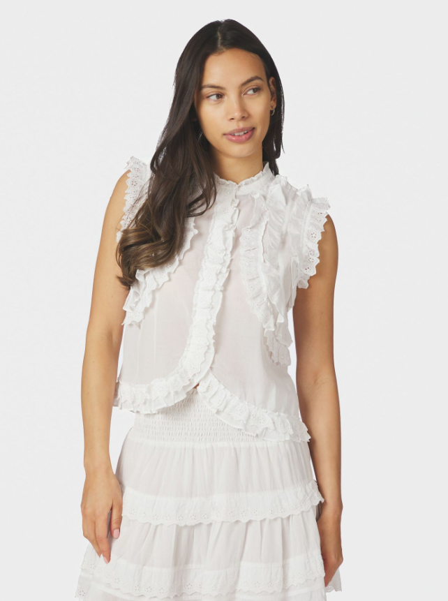 Celia Ruffle Top White