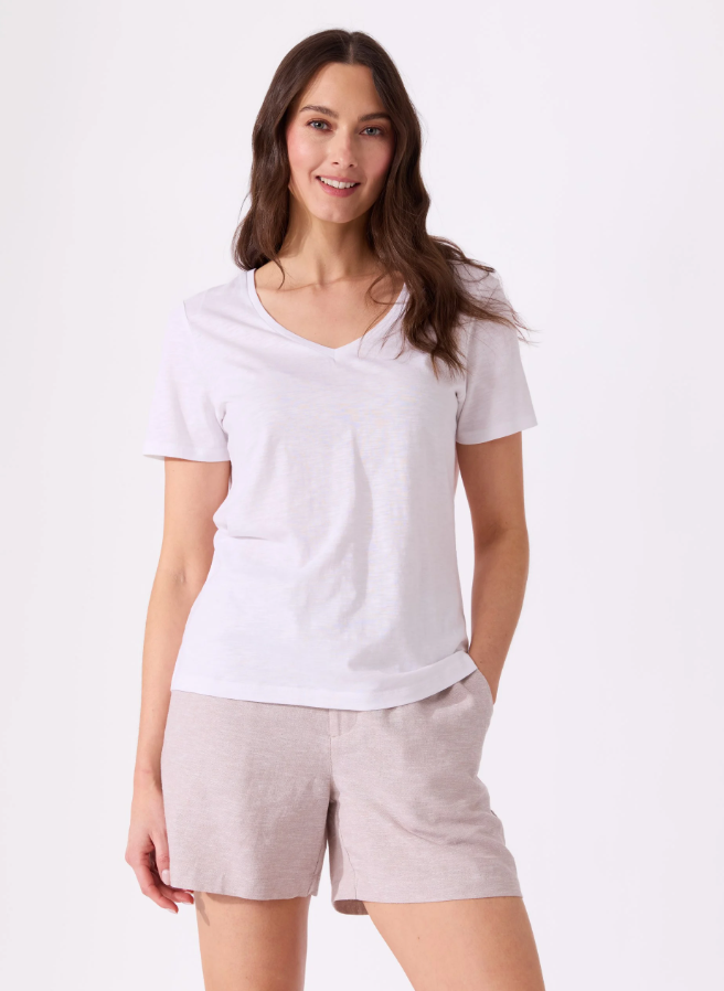 Ava V-Neck T-Shirt Bright White
