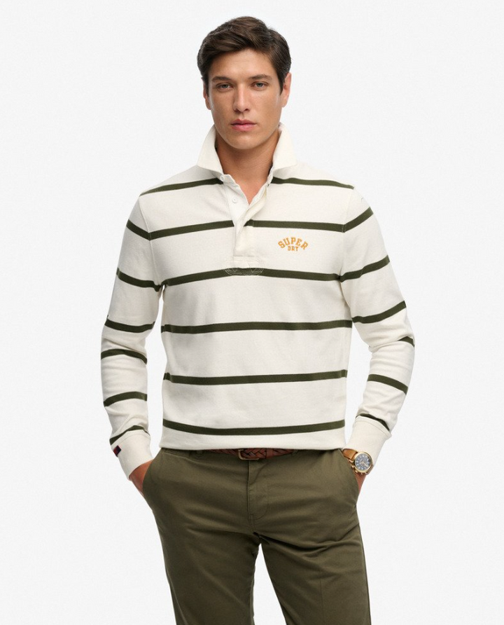Vintage Athletic Stripe Rugby White Stripe