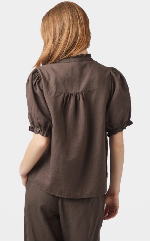 Odesa Linen Blouse Dark Brown