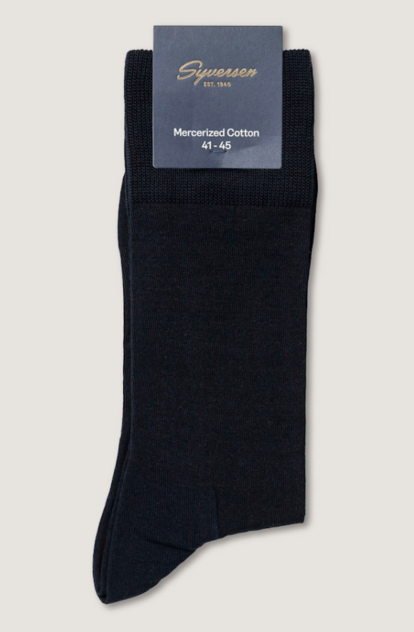 Mercerized Cotton Crew Sock Dark Blue