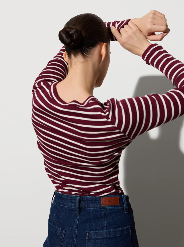Sinda Stripet Topp Maroon Bann