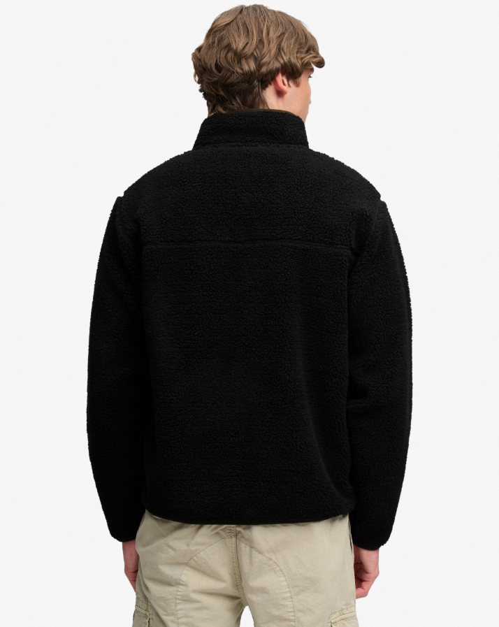 Vintage Retro Full Zip Fleece Black/Olive