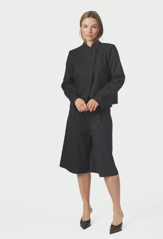 Tiria Slim Pinstripe Blazer Dark Navy