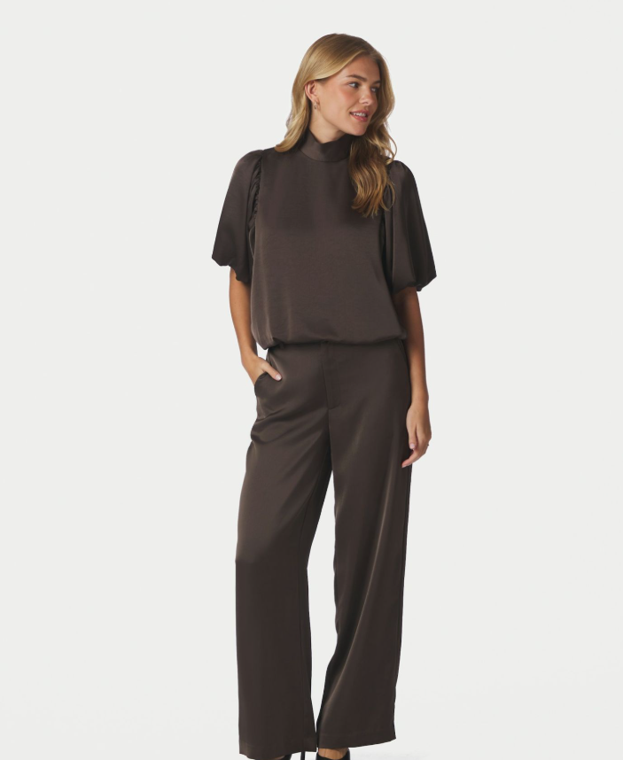 Parisa Heavy Sateen Blouse Dark Brown