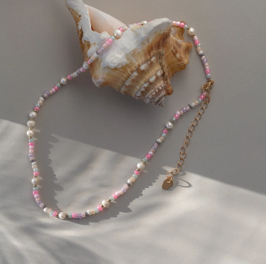 Tess pastel bead and pearl necklace