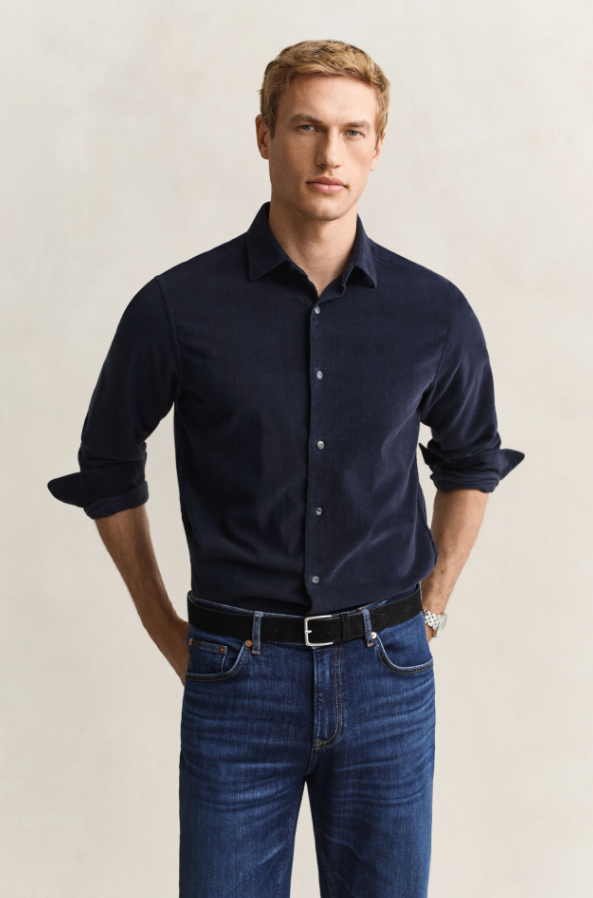 Reg Baby Cord Shirt Navy