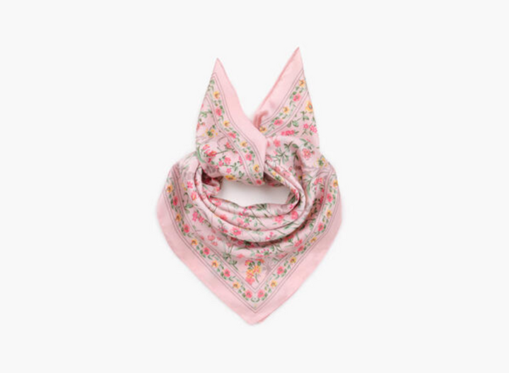 Skjerf med Floral Print 70x70 cm Lys Rosa
