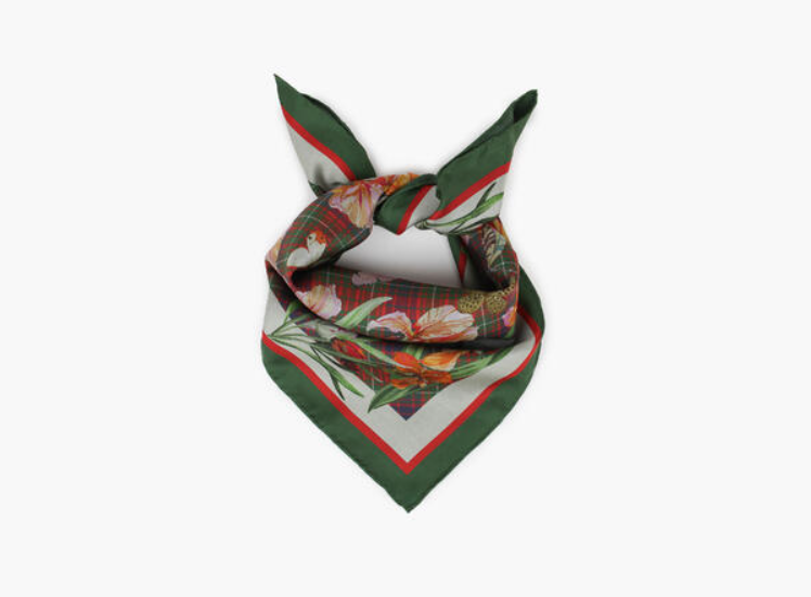 Nohr Maud Silk Scarf Oliven Grønn