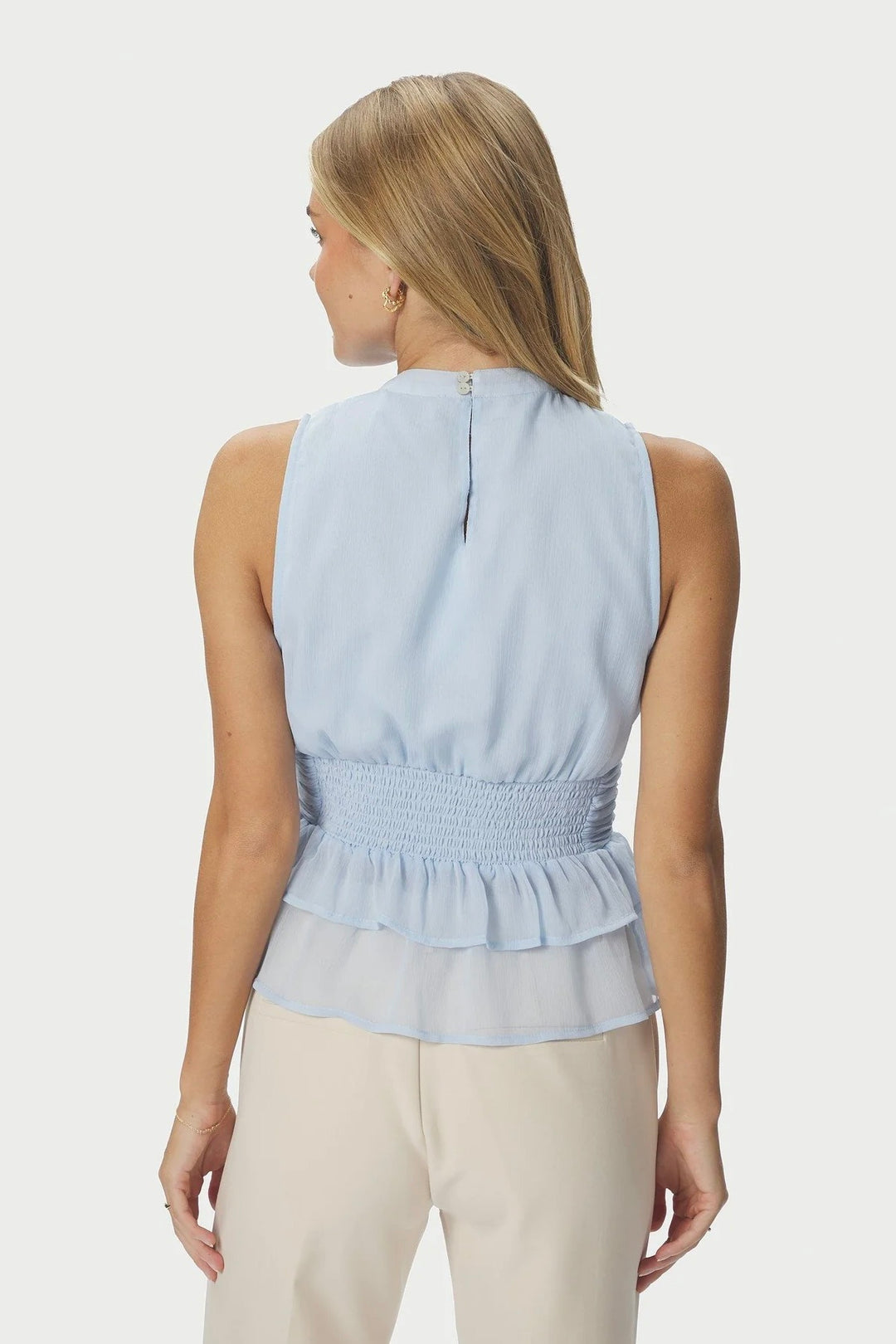 Ansol Solid Chiffon Top Light Blue