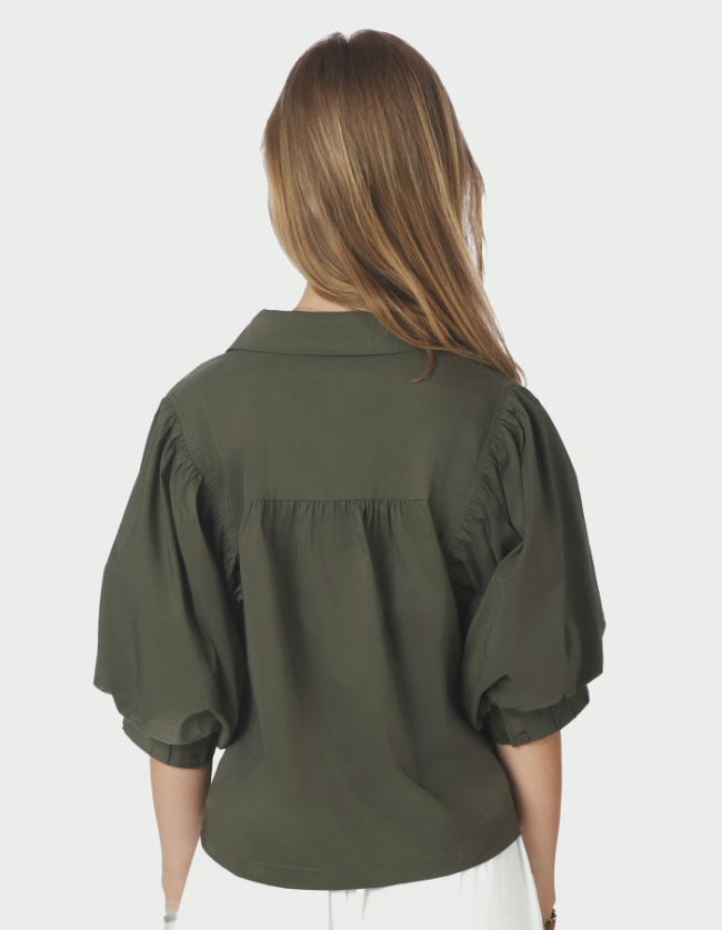 Etta Poplin Shirt Army