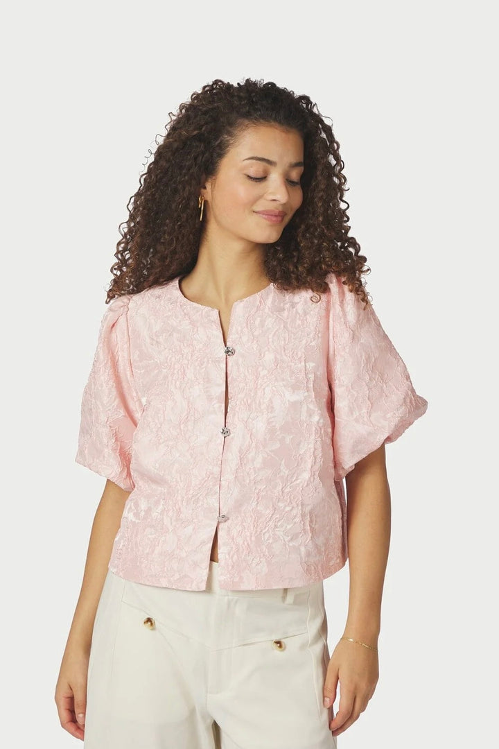 Aisa Soft Brocade Blouse Light Pink