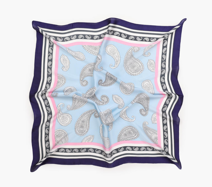 Skjerf med Mønster 70x70 cm Lys Blå