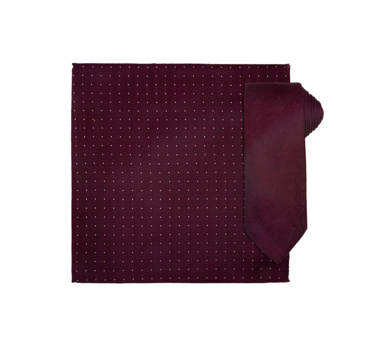 Silkeslips+lommetørkle Paisley Vinrød