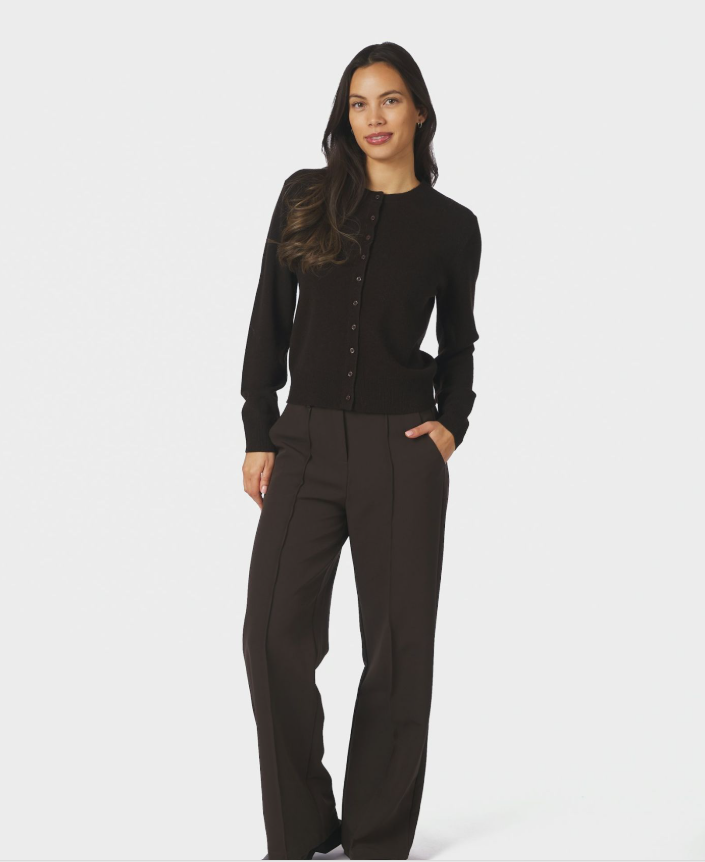 Bina Wool Knit Cardigan Dark Brown