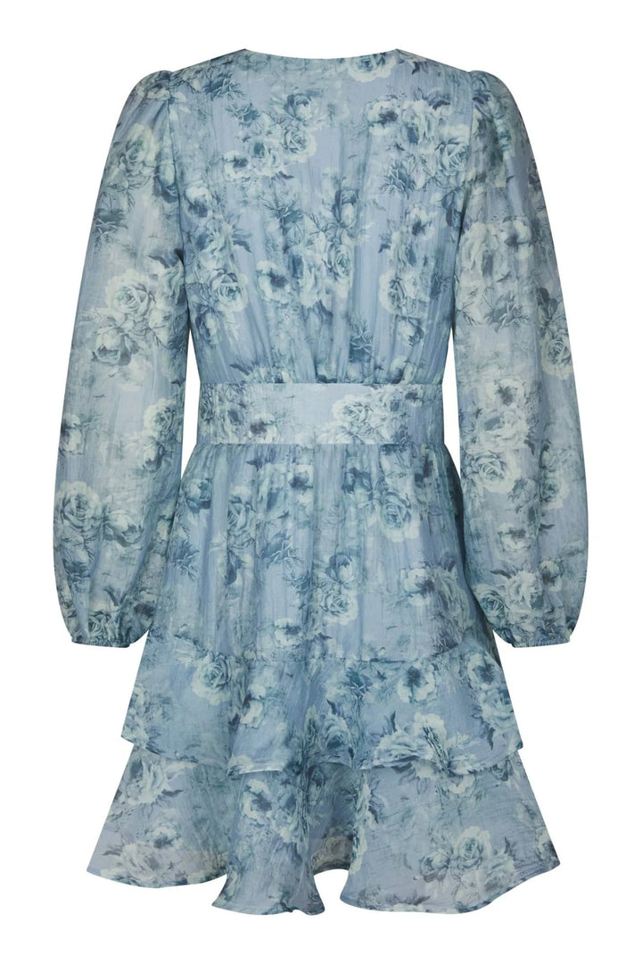 Mabella Crepe Print Dress Dusty Blue