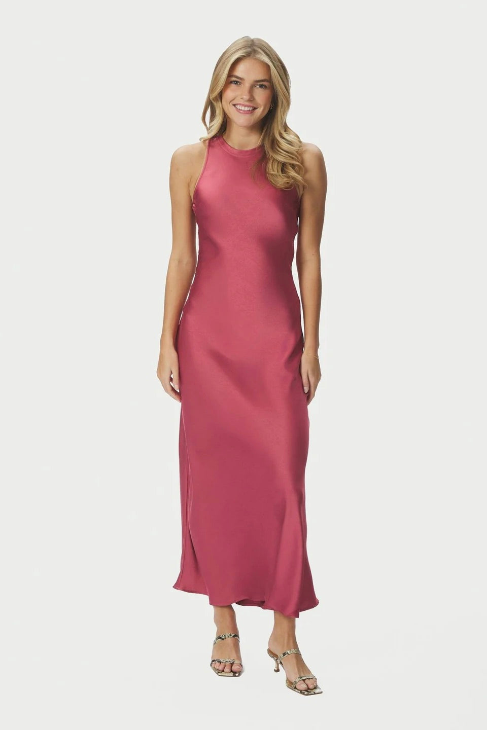 Celinie Heavy Sateen Dress Cherry Pink