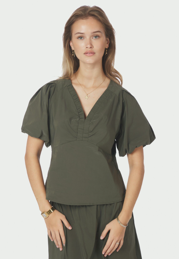 Irina Poplin Blouse Army